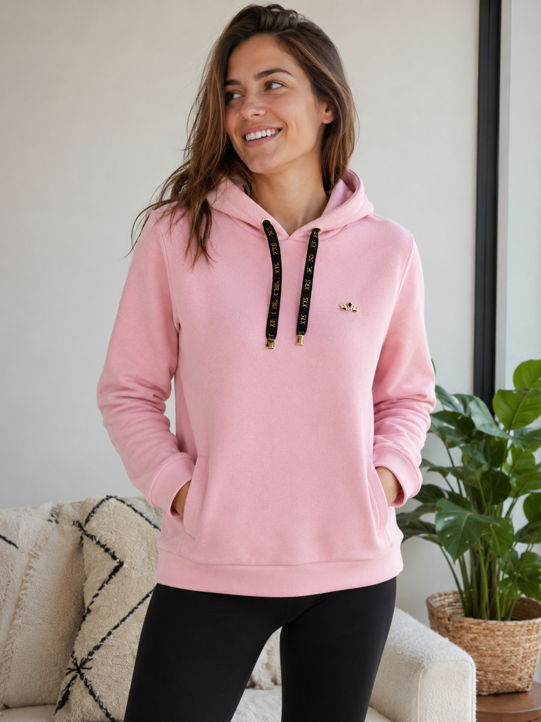 Sudadera con capucha mujer SLX detalle cordón dorado